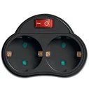 Ταφ Lamtech Splitter With 2 SCHUKO OUTLETS & ON/OFF Switch Black