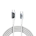 Lime LBLCC01 Ανθεκτικό Πλεκτό Καλώδιο USB-C σε USB-C με Οθόνη LED 120W, 1,2m Λευκό