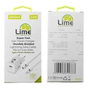 Lime Φορτιστής Ταξιδιού GaN 25W + Πλεκτό Καλώδιο USB-C σε Lightning LBCL01