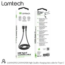 Καλώδιo USB Lamtech Data Type-C 1m Black