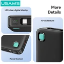 Power Bank Usams Cd224 με Καλώδιο USB-C, 2X Θύρες Εξόδου, 10000mAh, 20W, Μαύρο