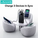 USAMS Power Bank CD249 with Display, 3x Output Ports, 10000mAh, 20W PD - Black