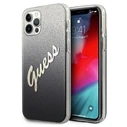 Guess GUHCP12LPCUGLSBK Apple iPhone 12 Pro Max black hardcase Glitter Gradient Script