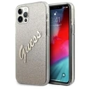 Guess GUHCP12LPCUGLSGO Apple iPhone 12 Pro Max gold hardcase Glitter Gradient Script