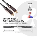 Καλώδιο USB Club 3D USB Gen 2 Type C Active Optical A/V Unidirectional M/M 20 m/ 65.62 ft