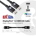 Καλώδιο DisplayPort Club 3D 1.4 HBR3 8K 28AWG M/M 3m /9.84ft