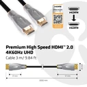 Καλώδιο HDMI Club 3D 2.0 3Meter UHD 4K/60Hz 18Gbps Certified Premium High Speed