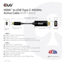 Καλώδιο HDMI Club 3D to USB Type-C 4K60Hz Active M/M 1.8m/6 ft