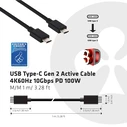 Καλώδιο USB Club 3D USB Gen2 Type C Video 4K60Hz, Data 10Gbps and 100W Charging 1Meter M/F