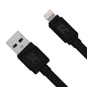 Καλώδιο USB Green Cell KABGC02 lightning 0.25 m Black