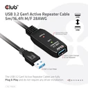 Καλώδιo USB Club 3D USB 3.2 Gen1 Active Repeater 5m/ 16.4 ft M/F 28AWG