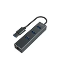 USB Hub Savio AK-57 USB-A - 3 x USB-A with RJ-45 Gigabit 5000 Mbit/s, grey
