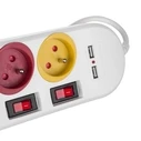 Πολύπριζο Maclean 4 sockets + 2xUSB, 250VAC/10A, 2.1A 5V, 1.5m, White, MCE229 W
