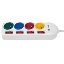Πολύπριζο Maclean 4 sockets + 2xUSB, 250VAC/10A, 2.1A 5V, 1.5m, White, MCE229 W