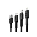 Καλώδιο USB Green Cell Set 3x Ray Lightning 30cm, 120cm, 200cm with White LED fast charging Apple 2.4A
