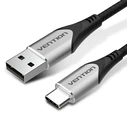 Καλώδιο Vention Cotton Braided USB 2.0 A Male to C Male 3A 2M Gray Aluminum Alloy Type