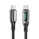 Καλώδιο Vention Cotton Braided USB 2.0 C Male to C Male 5A with LED Display 1.2M Black Zinc Alloy Type