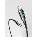 Καλώδιο Vention Cotton Braided USB 2.0 C Male to C Male 5A with LED Display 1.2M Black Zinc Alloy Type