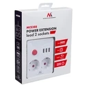 Πολύπριζο Maclean 2 sockets + 3xUSB, 110-240V AC 50/60Hz, 2.1A max 2500W, 1.5m, White, MCE387 W