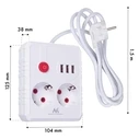 Πολύπριζο Maclean 2 sockets + 3xUSB, 110-240V AC 50/60Hz, 2.1A max 2500W, 1.5m, White, MCE387 W