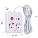 Πολύπριζο Maclean 2 sockets + 3xUSB, 110-240V AC 50/60Hz, 2.1A max 2500W, 3 m, White, MCE388 W