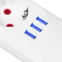 Πολύπριζο Maclean 5 socket + 3xUSB, 110-240V AC 50/60Hz, 2.1A max 2500W, 1.5m, White, MCE395 W