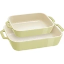 STAUB COOKING Set of 2 rectangular serving/baking dishes, light green