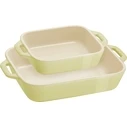 STAUB COOKING Σετ 2 ορθογωνίων πιατελών/φόρμων ψησίματος, ανοιχτό πράσινο