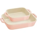 STAUB COOKING Set of 2 Rectangular Dishes, Light Pink