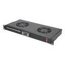 Extralink Fan Panel 19" – Πάνελ ανεμιστήρων Rack 1U με 2 ανεμιστήρες και θερμοστάτη, Μαύρο
