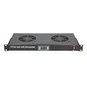 Extralink Fan Panel 19" – Πάνελ ανεμιστήρων Rack 1U με 2 ανεμιστήρες και θερμοστάτη, Μαύρο