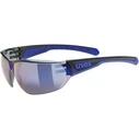 UVEX Equate cycling glasses, black/blue matt with mirror blue lens