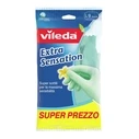 Vileda Extra Sensation Household Gloves, Green, Cotton lining & Latex, Size L