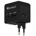 Αντάπτορας Πρίζας Lamtech Universal Travel with 2 USB PORTS AC 6A Black