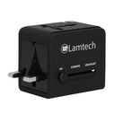 Αντάπτορας Πρίζας Lamtech Universal Travel with 2 USB PORTS AC 6A Black