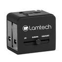 Αντάπτορας Πρίζας Lamtech Universal Travel with 2 USB PORTS AC 6A Black