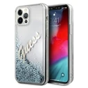 Guess GUHCP12LGLVSBL Apple iPhone 12 Pro Max blue hardcase Glitter Vintage Script