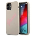 Guess GUHCP12SLSVSGP Apple iPhone 12 mini grey pink hardcase Silicone Vintage