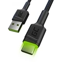 Καλώδιο USB Green Cell USB-C > USB-A 2.0 (ST-ST) 2m LadeCable LED Black