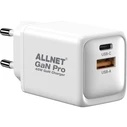 Φορτιστής Πρίζας Allnet QC USB-C PD GaN 45Watt 1x USB Typ-A QC 1x USB Typ-C