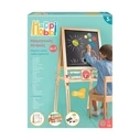 HappiHobbi Wooden Magnetic Easel 4-in-1 Floor Standing Whiteboard/Chalkboard 46.3x46.3x46.3 cm