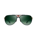 BUGATTI Men's Sunglasses Model 11 (11-BK-WG) — Black frame, Green CR39 Zeiss lenses, Lens/Bridge/Temple 63/15/147 mm