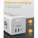 Πολύπριζο Tessan 9 IN 1 CUBOID Power STRIP 6xSCHUKO, 2xUSB, 1xTYPE-C, 2M
