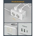 Πολύπριζο Tessan 9 IN 1 CUBOID Power STRIP 6xSCHUKO, 2xUSB, 1xTYPE-C, 2M