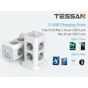 Πολύπριζο Tessan 11 IN 1 TOWER SURGE PROTECTOR 8xSCHUKO, 2xUSB, 1xTYPE-C, 2M