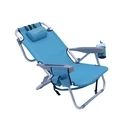 myResort Aluminum Beach Chair Blue with Arms - 600D Polyester - 5 Positions