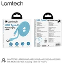 Καλώδιo USB Lamtech Type-C 3.0A FLAT 1M BLUE