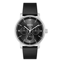 BOSS Contender Men's Quartz Watch 44mm Chronograph Black Dial Leather Strap Model 1514125