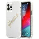 Guess GUHCP12LKTRSVGO Apple iPhone 12 Pro Max Transparent hardcase Vintage Script Gold