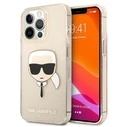 Karl Lagerfeld KLHCP13LKHTUGLGO Apple iPhone 13 Pro gold hardcase Glitter Karl`s Head